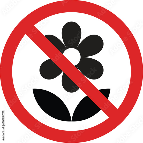 No flower sign . Do not pick flower sign . Vector illustration