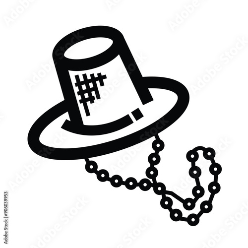 Gat korean traditional hat icon illustration isolated on square white background. Simple flat outlined cartoon art styled drawing. Korean joseon period hat.