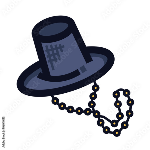 Gat korean traditional hat colorful icon illustration isolated on square white background. Simple flat outlined cartoon art styled drawing. Korean joseon period hat.