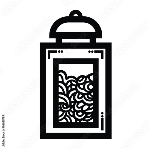 Indonesian styled crackers container or kaleng kerupuk putih warung icon illustration isolated on square white background. Simple flat outlined cartoon art styled drawing.