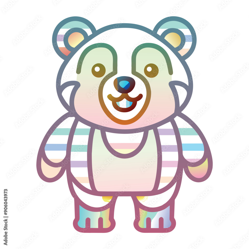 Obraz premium Cartoon Rainbow Bear with Striped Outfit