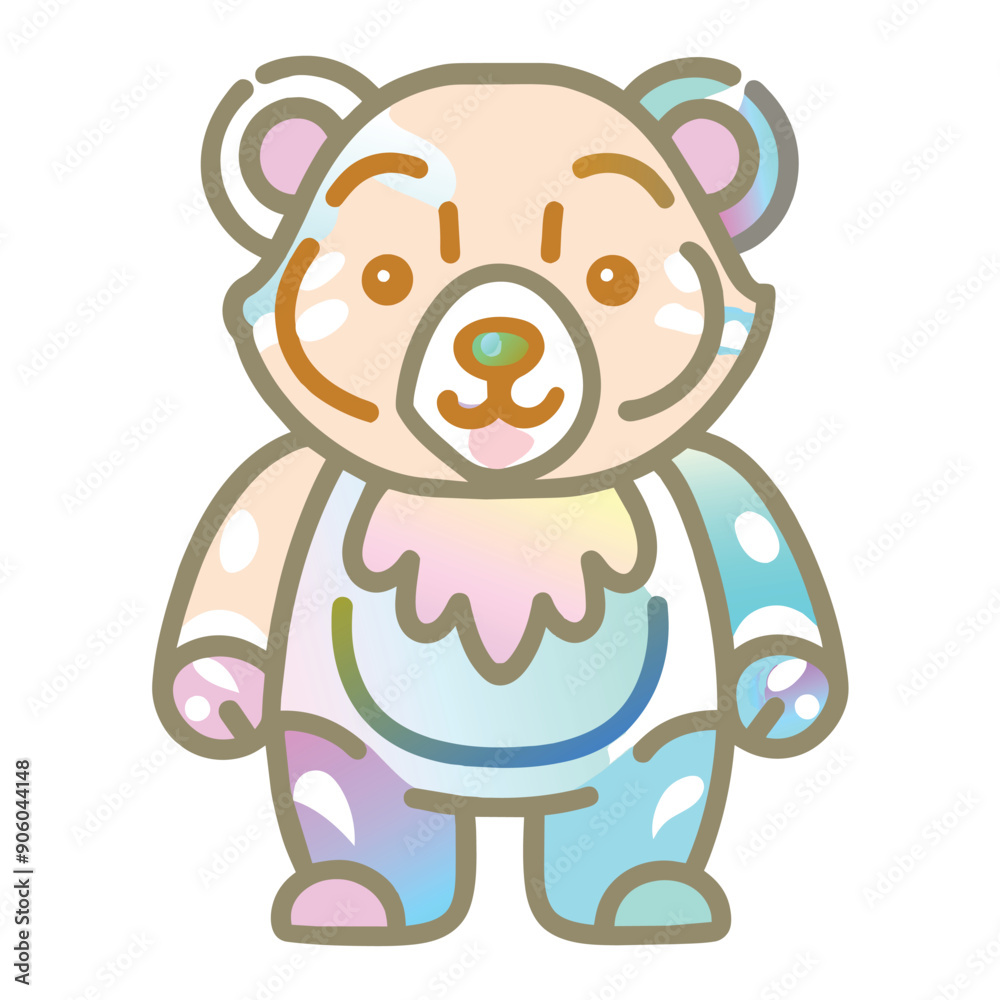 Cartoon Bear with Rainbow Colors and a Pink Nose Cartoon Bear with Rainbow Colors and a Pink Nose