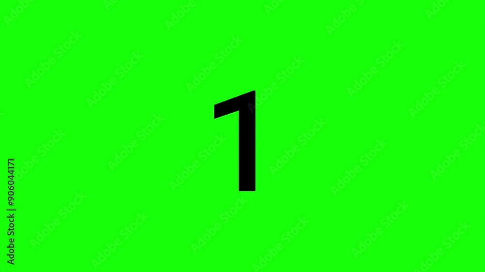5 second countdown green screen, with downward swing effect.