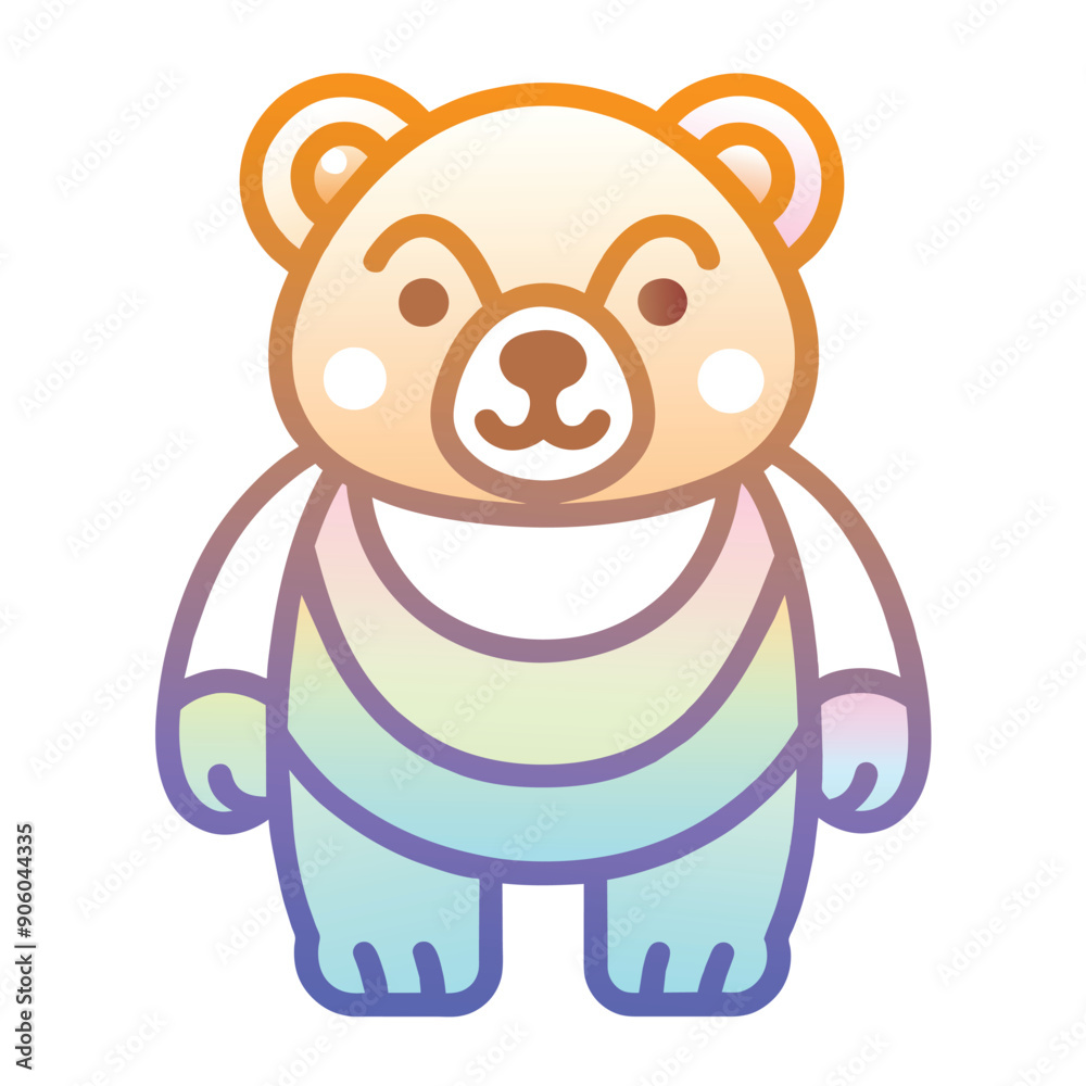 Fototapeta premium Cartoon Bear with Rainbow Gradient Coloring