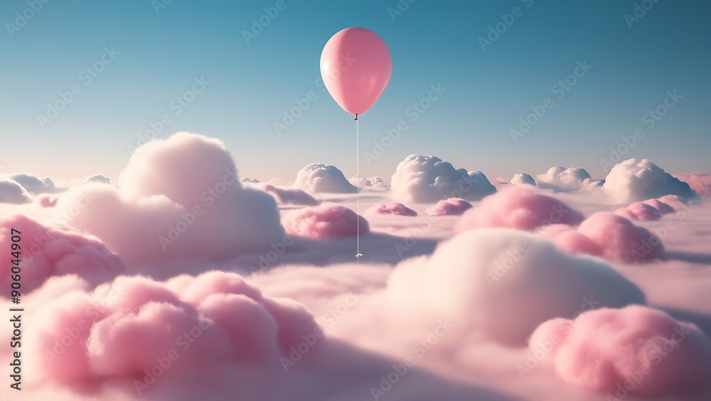 Obraz premium hot air pink balloon in sky.
