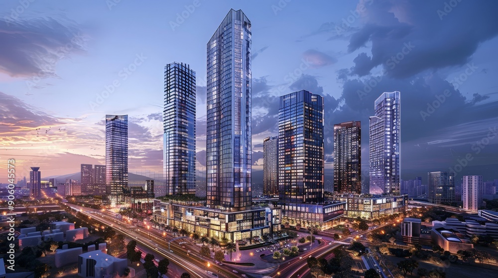 Obraz premium Trends in mixed-use skyscraper developments in global real estate markets.
