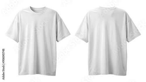 white oversized t shirt front and back for mockup isolated on white background