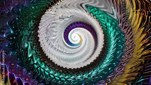 Endless layers of fractal spirals revealing hidden depths and boundless complexity. photo