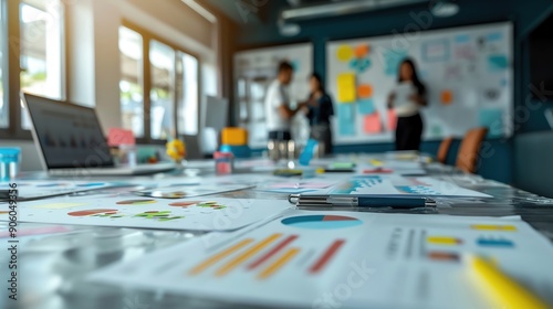 Wallpaper Mural Business workshop with creative activities, rightaligned, pastel background, high resolution, more clarity with clear light and sharp focus , high detailed , Torontodigital.ca