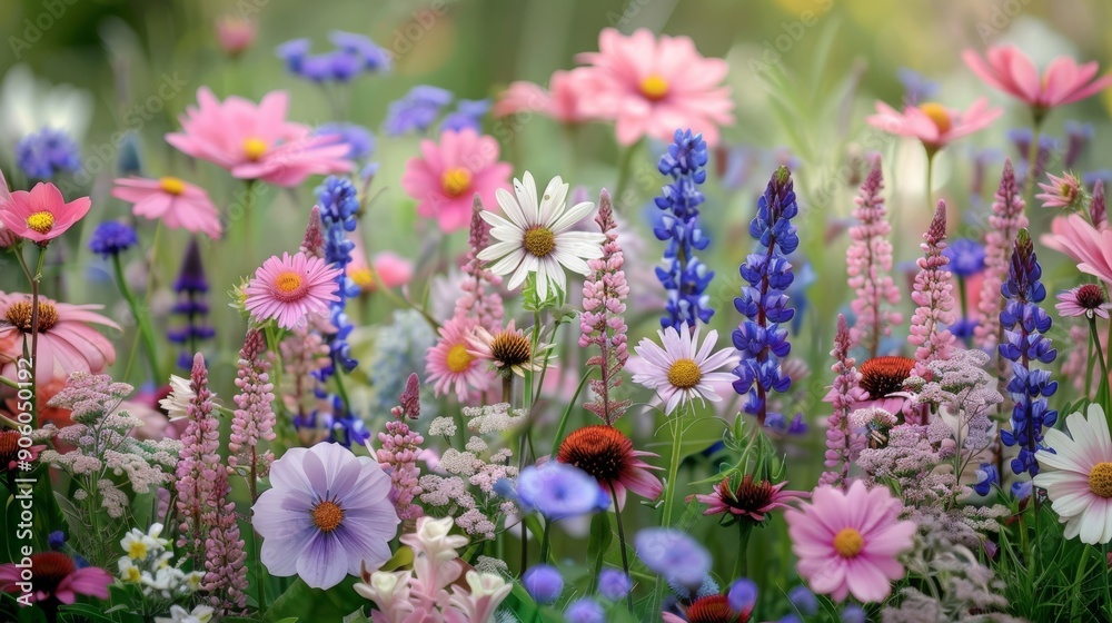 Obraz premium Flower Background: Colorful Flower Garden with Beautiful Flowers 