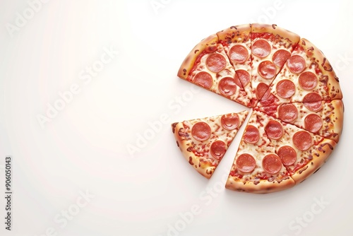 Isolated Sliced Pizza Theme on Blank White with Copy Space Generative Illustration