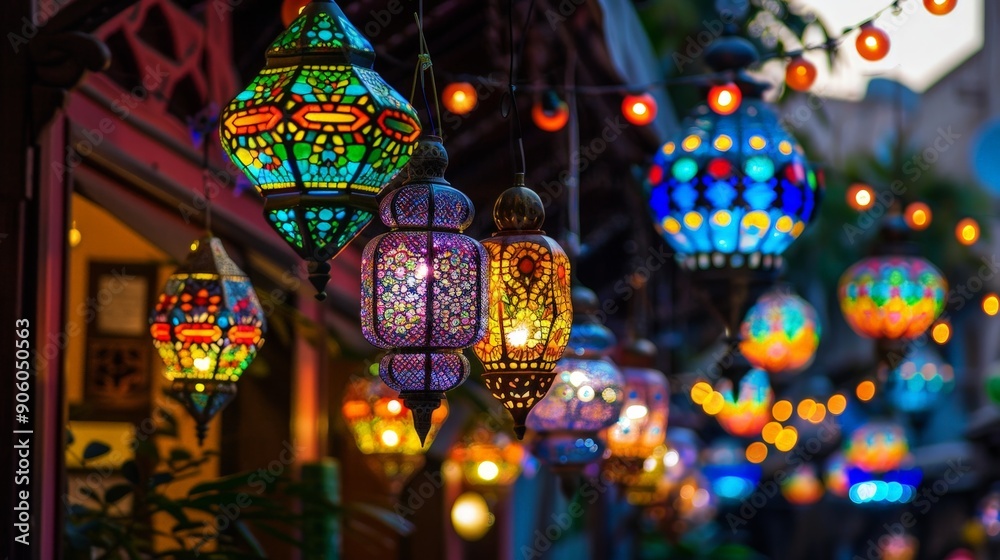Naklejka premium Write about the cultural traditions of decorating homes and streets during Ramadan Kareem.