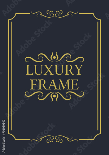 Golden luxury vintage ornament frame vector template