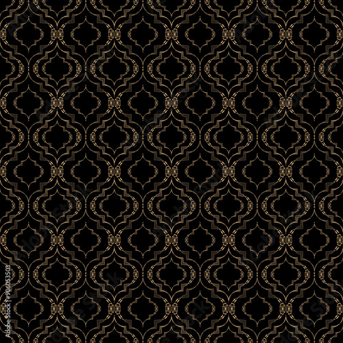 seamless damask wallpaper pattern beige on black background print for fabric surface design packaging wrapping paper or any desired idea