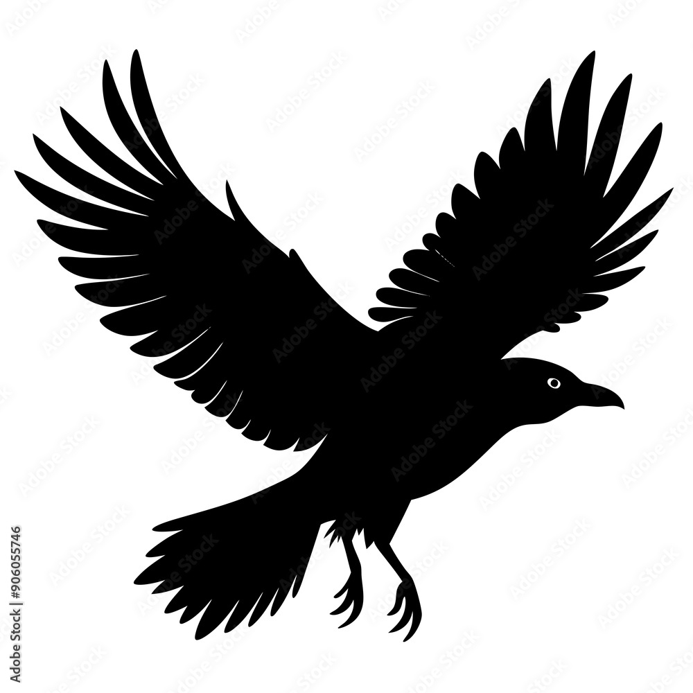 Obraz premium Flying crow silhouette vector illustration