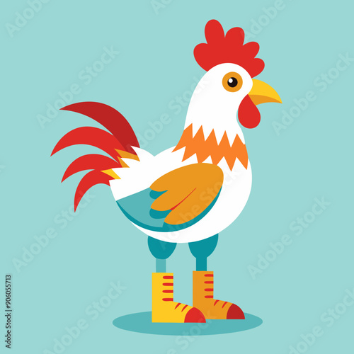 Genera gallina con botas vector art illustration 