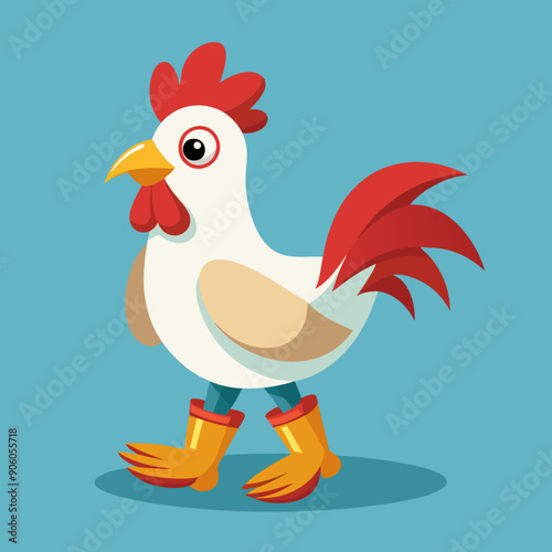 Genera gallina con botas vector art illustration 