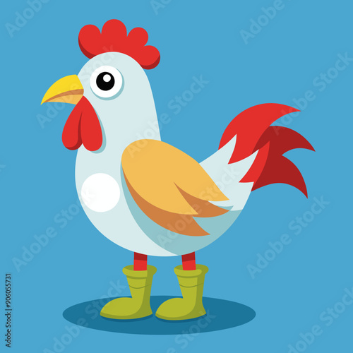 Genera gallina con botas vector art illustration 