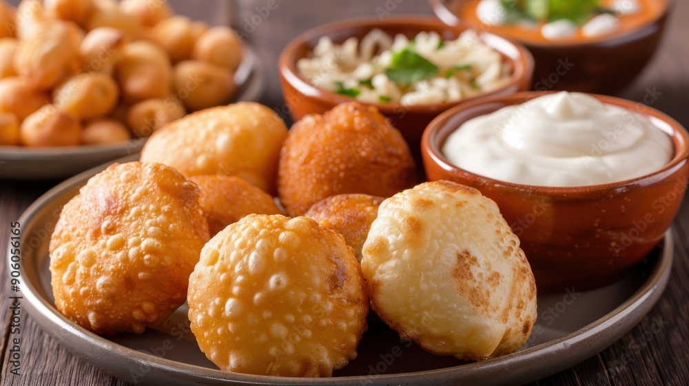 A traditional Mexican dessert platter, featuring bunuelos and arroz con leche A traditional Mexican dessert platter, featuring bunuelos and arroz con leche