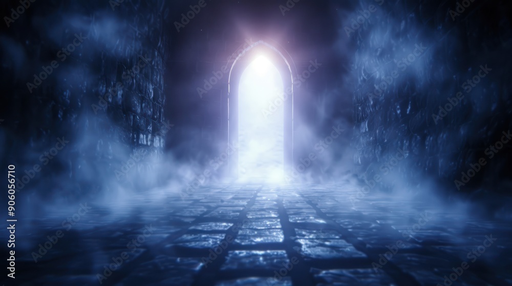 Fototapeta premium A vampire castle with eerie corridors, flickering lights, and ghostly apparitions
