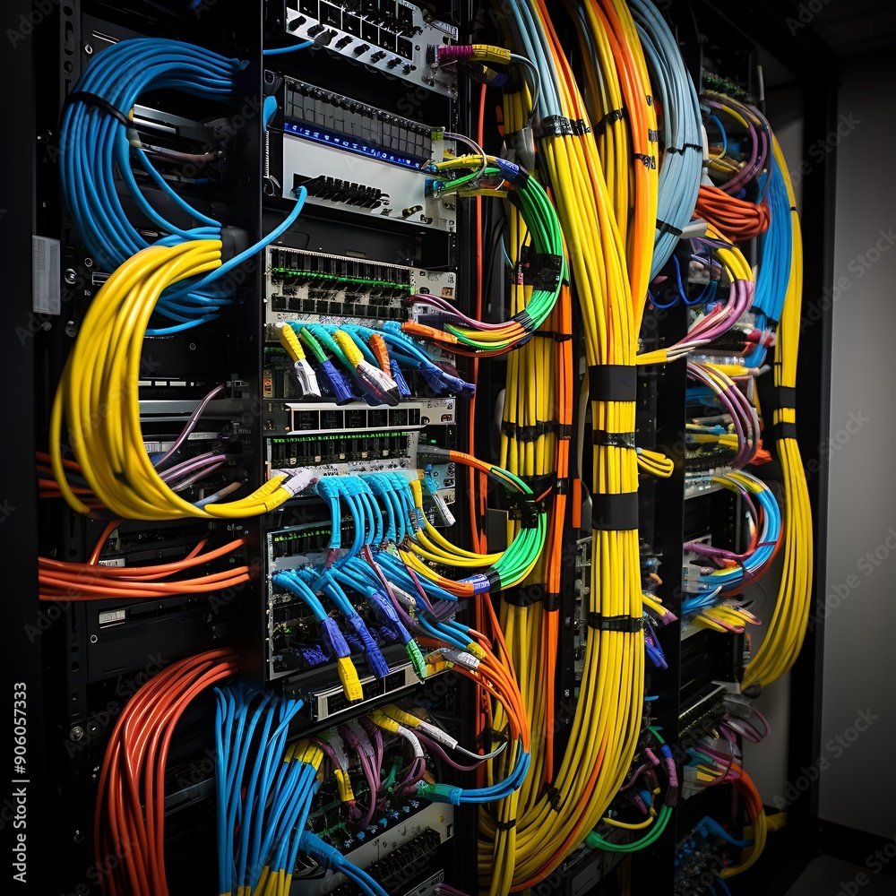 Fiber optic network hub and patch cables Fiber optic network hub and patch cables