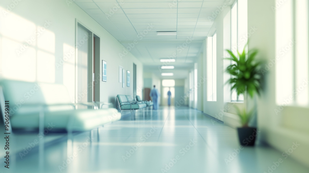 Fototapeta premium interior of the modern hospitals with all the latest amenities and facilities including hi tech MRI and CT machines, hospital beds, latest air filtration, clean hallway and rooms, well maintained