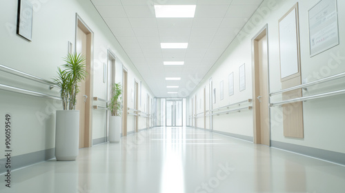Obraz na płótnie interior of the modern hospitals with all the latest amenities and facilities including hi tech MRI and CT machines, hospital beds, latest air filtration, clean hallway and rooms, well maintained w salonie