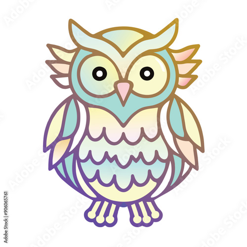 Cartoon Owl with a Gradient Color Palette