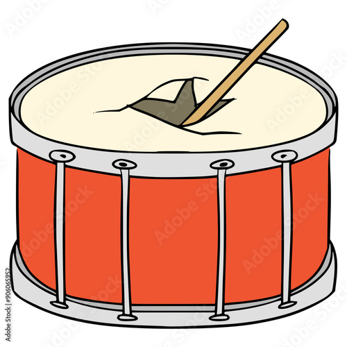 broken snare drum illustration hand drawn isolated vector