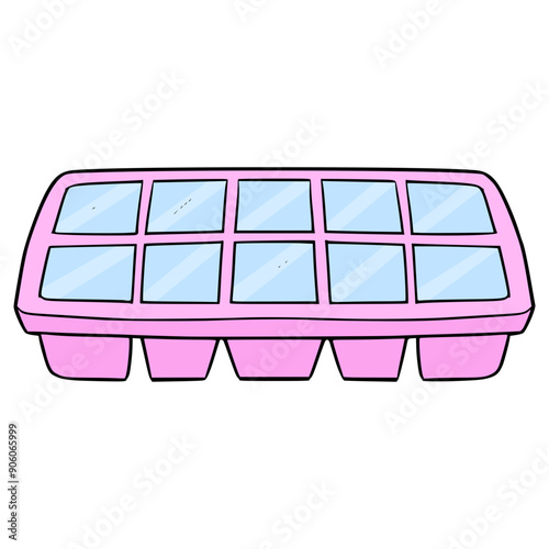 ice cube tray illustration hand drawn isolated vector