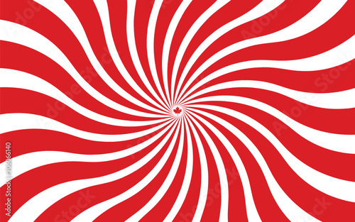 Vibrant Spiraling Retro Sunburst Canadian Flag Abstract Background in red and white with a prominent maple leaf emblem.