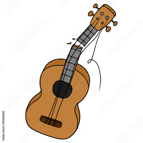broken ukulele illustration hand drawn isolated vector
