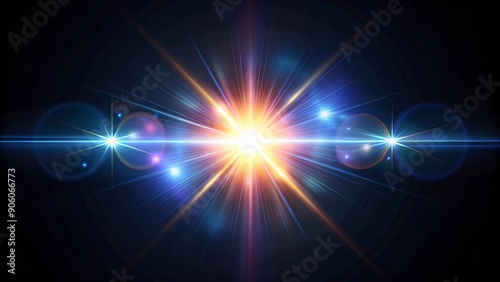 Isolated Lens Flare on Black Background. Perfect for: Photography expos, Film festivals