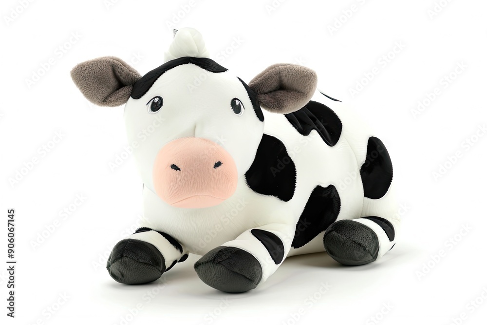 Cow plushie doll isolated on white background