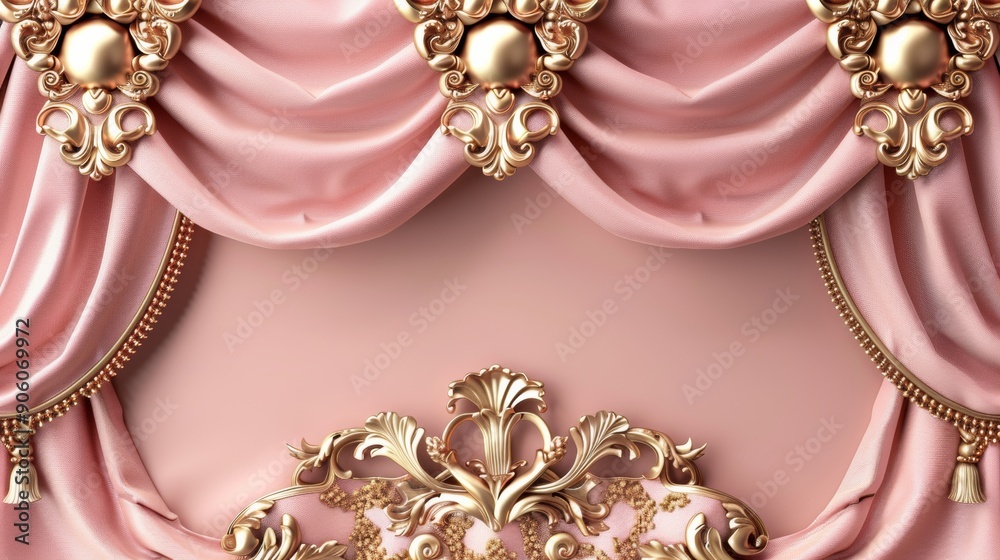 Pink Background with Luxurious Gold Decorations Pink Background with Luxurious Gold Decorations