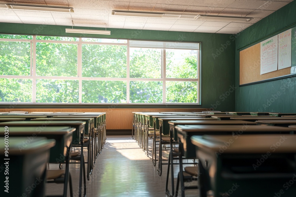 Fototapeta premium Empty School Classroom Interior created with Generative AI