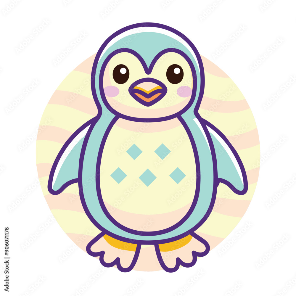 Cartoon illustration of a cute blue penguin with yellow feet Cartoon illustration of a cute blue penguin with yellow feet