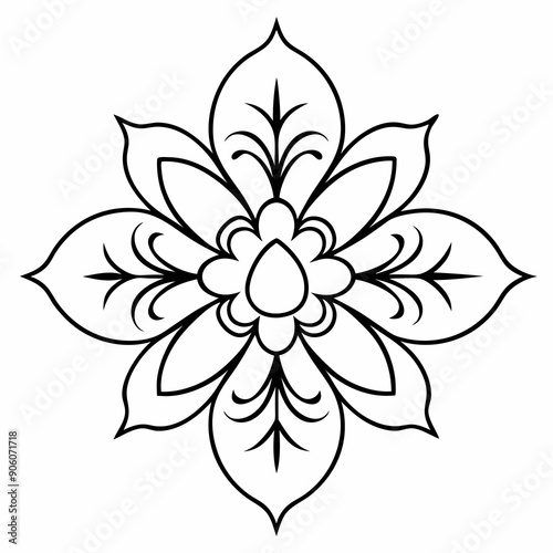 Pattern ornament element flower style Line art Vector illustration