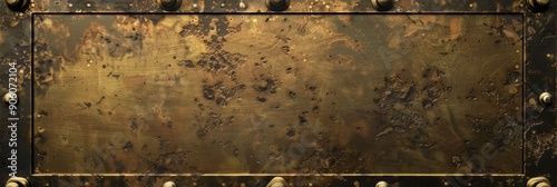 Metal Plate Texture. Brass and Bronze Frame on Industrial Background