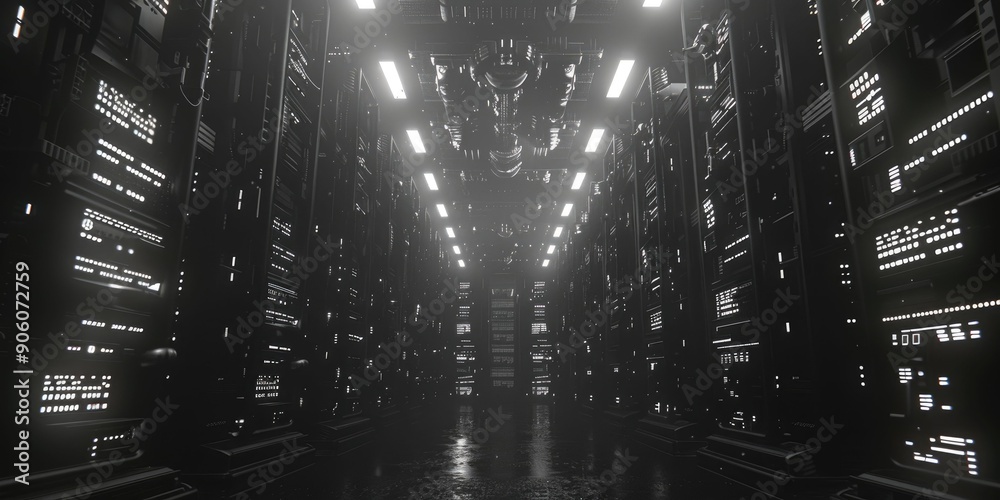 Obraz premium Futuristic Server Room - Digital Network Architecture