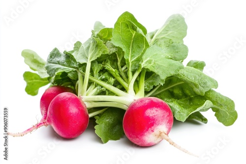 Radish isolated on white background, full depth of field , ai