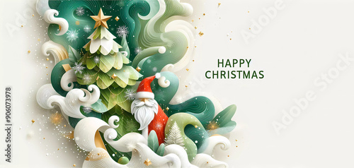 Christmas card on a light background. Inscription Merry Christmas.  Generated AI