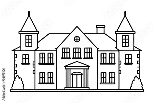 Manor line art vector