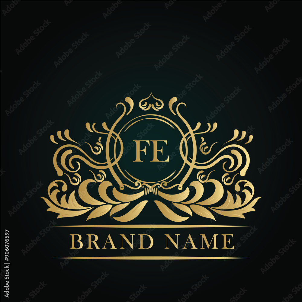 FE golden letter logo. FE logo initial Luxury ornament emblem. Golden template for cafe, bars, boutiques, invitations. Logo for business. Vintage elements. FE golden letter logo. FE logo initial Luxury ornament emblem. Golden template for cafe, bars, boutiques, invitations. Logo for business. Vintage elements.