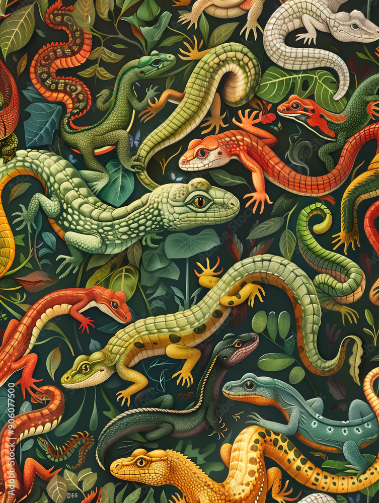Unique reptiles pattern in natural habitat for background or wallpaper Unique reptiles pattern in natural habitat for background or wallpaper
