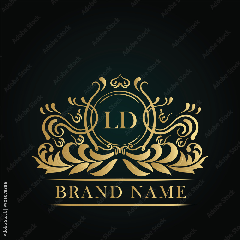LD golden letter logo. LD logo initial Luxury ornament emblem. Golden template for cafe, bars, boutiques, invitations. Logo for business. Vintage elements. LD golden letter logo. LD logo initial Luxury ornament emblem. Golden template for cafe, bars, boutiques, invitations. Logo for business. Vintage elements.