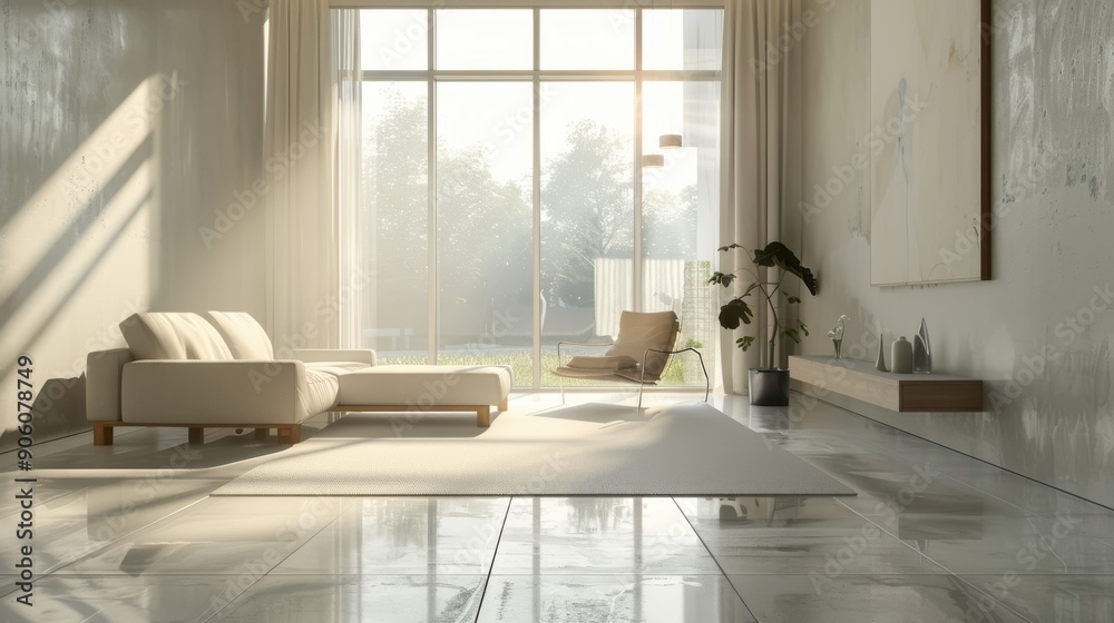 custom made wallpaper toronto digitalA modern interior background showcasing a sleek living room with minimalist furniture, neutral colors, and large windows letting in natural light, creating a stylish and contemporary living space