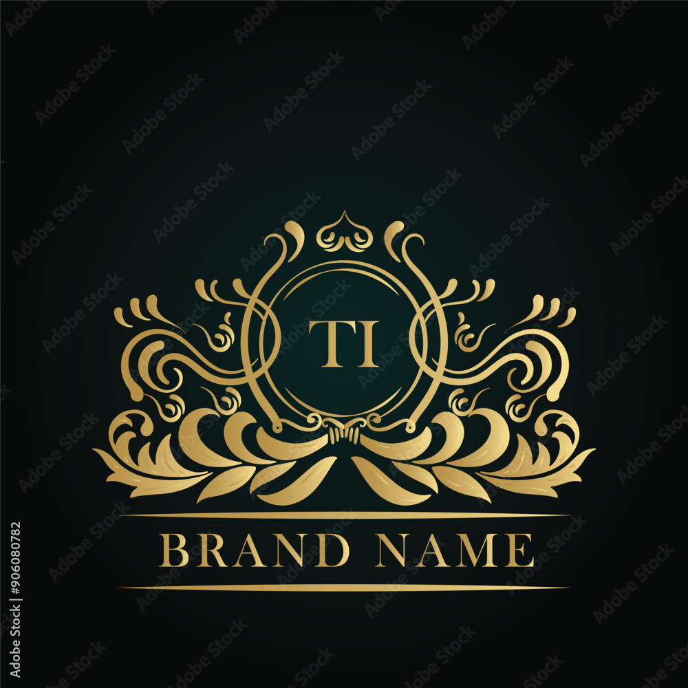TI golden letter logo. TI logo initial Luxury ornament emblem. Golden template for cafe, bars, boutiques, invitations. Logo for business. Vintage elements. TI golden letter logo. TI logo initial Luxury ornament emblem. Golden template for cafe, bars, boutiques, invitations. Logo for business. Vintage elements.