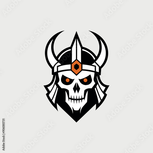 Minimal and unique iconic Skull Valkyrie Logo.