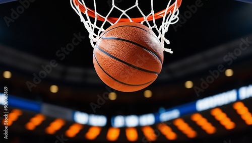 basketball arena with a hoop A basketball court with a hoop in the middle Perfect for sports and recreational concepts
